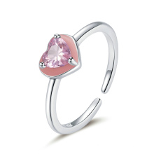 Hot Trending Sterling Silver 925 Jewellry Pink Heart Ring for Girl